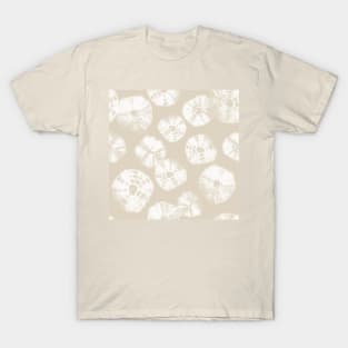 Shibori Kumo tie dye white dots over natural beige T-Shirt